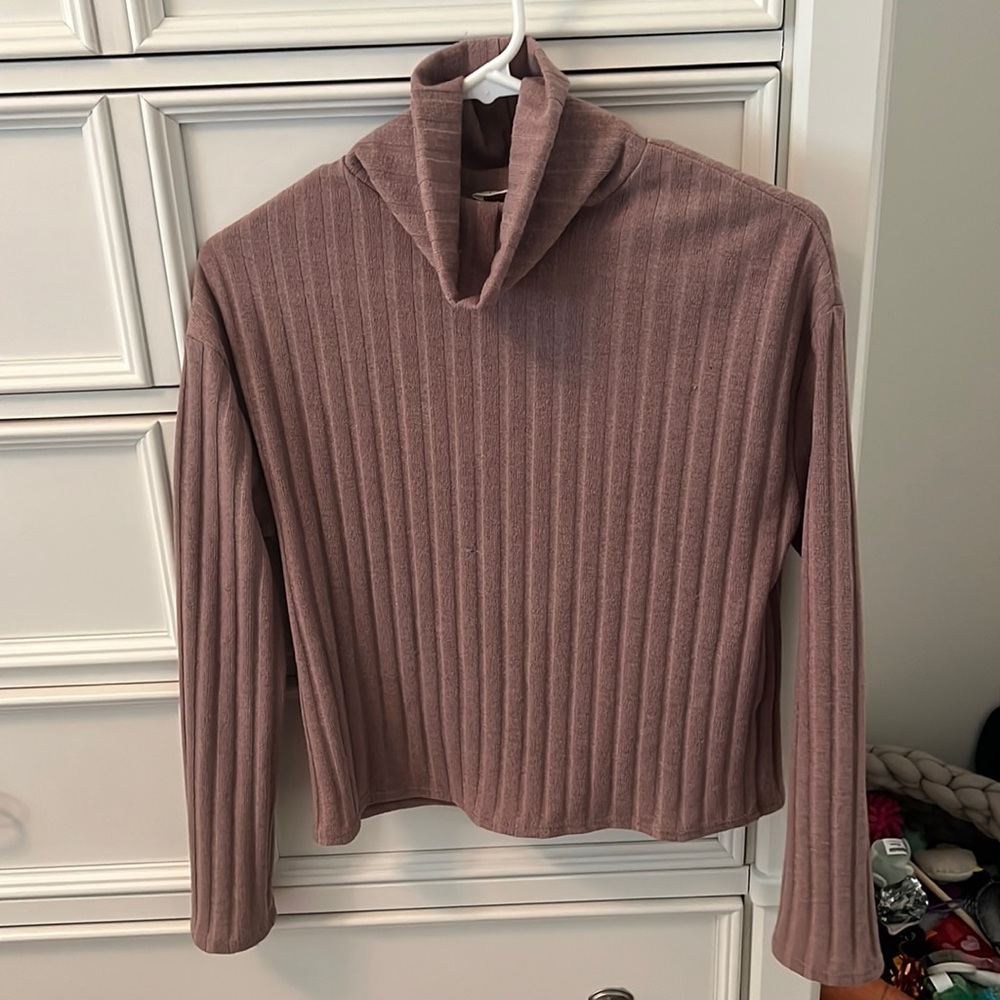 Ribbed Tan Turtleneck